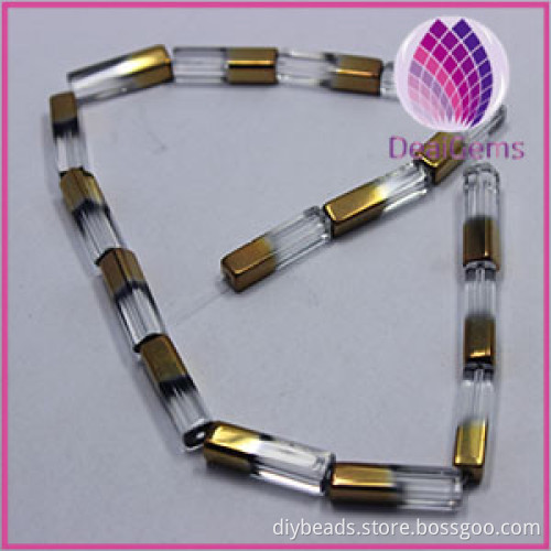 2014 NEW Bead copper-plated glass clear 20x5mm square tube
